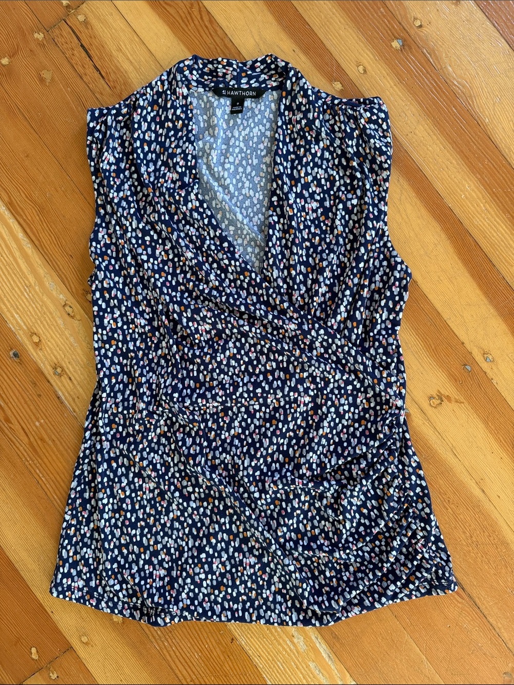 41 Hawthorn Sleeveless Navy Blue Wrap Top Medium